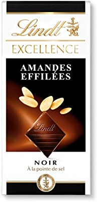 Lindt - Tablette EXCELLENCE Noir Amandes Effilées - Chocolat Noir, 100g