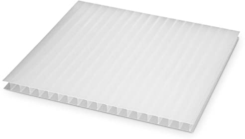 IRONLUX Pack 6uds Placa o Panel de policarbonato Celular - 6mm -200x105 cm (Blanco Tipo Hielo)