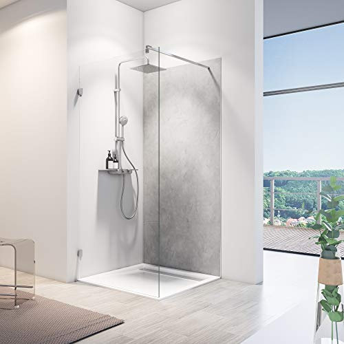 Schulte 2 panneaux muraux l.100 x h.210 cm, 3mm, SOFTTOUCH, béton ciré | surface 4.2 m2 résistant aux rayures revêtement salle de bain douche
