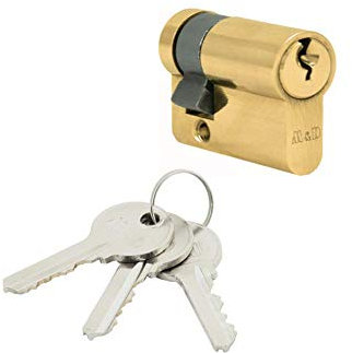 Cylindre de serrure 3 clés demi-cylindre laiton longueur 9/80 mm