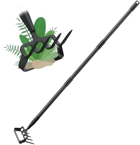Stirrup Hoe and Cultivator Garden Tool Heavy Duty, Scuffle Loop Action Hoe Weeding Gardening Hand Tools for Women Kids Men, Metal Weeder Scraper Garden Hoe Rake Weed Puller Long Handle 32-62 inch
