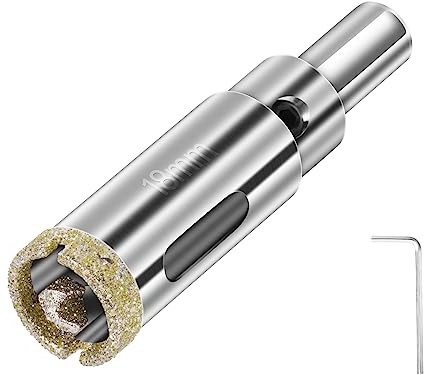 Flintronic Diamond Drill Bit, 18mm Drill with Center Guide Bit | Glass Hole Saw Core Drill Bit with Diamond Surface Coating, for Tile/Ceramic/Marble/Limestone/Fiberglass/Porcelain Cutting