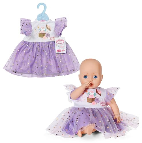 Baby Annabell Robe Tutu Lilas 710296 - Robe Tutu Lilas avec Tulle Délicat et Étoiles Dorées pour Poupées de 43 cm - Convient aux Enfants à partir de 3 Ans