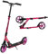 Leogreen Scooter Rotinette Enfant, Hauteur de Guidon Réglable, Roues à 180 mm, Trottinette Stable en Aluminium, Trotinette Enfant et Adultes jusqu'à 100 kg, Rose
