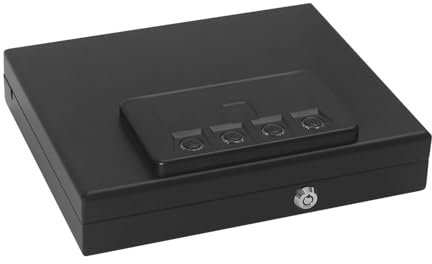 Prothens Gun Safe for Handgun Smart Pistol Safe Quick Access Heavy Duty Lock Box With Key/Passcode Hand gun Case for Home | Tool Box | lockable Box | Hard Rifle Cases | Portable Lock Box