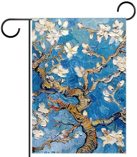 Drapeaux de jardin 30,5 x 45,7 cm, drapeaux de jardin saisonniers, drapeau de vacances, peinture à l'huile, abricotier, drapeau de jardin printanier