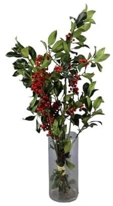 DECOALIVE| Ramo de ACEBO Natural Ideal para Decorar el Hogar en Navidad - Falso Muérdago