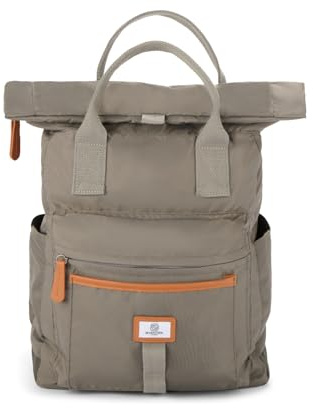 SEVENTEEN LONDON – Modern 100% Recycled Nylon Fold Roll Top Backpack in a Classic Slim Minimalist Design – Fits Laptops up to 15 - 'Holland Park' (Dark Grey)