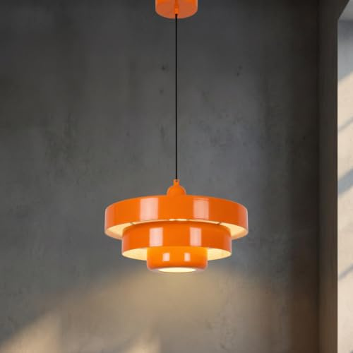BARCELONA LED Takpendel MACARRON Orange i 3 Nivåer, Metall Järn, Bauhaus Minimalistisk Stil, Indirekt Bländfri Belysning, Klassisk Vintage Modern & Tidlös Lyx E27