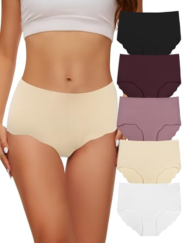 Underbyxor damunderkläder damset 5-pack, sömlösa trosor flerpack bikini mage kontroll damunderbyxor andas stretchtrosor & hipster, underkläder kvinnor hög midja osynliga damtrosor