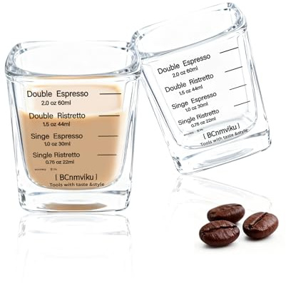 NLnnmuzh 60ml Shot Glasses,Square Measuring Cup for Coffee(2Pack Black)