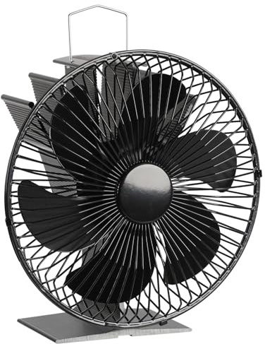 Eikuavons Kaminventilator 6-Blättern mit Schutzhülle Ofenventilator ohne Strom Wärmebetriebener Kamin Ventilator Leiser Ofen mit magnetischem Thermometer für Holz Brennholz Feuerstelle Ofenrohr
