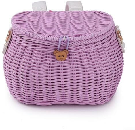 Cesta para patinete infantil, de doble funcionalidad para diversión al aire libre y fácil transporte (Morado)