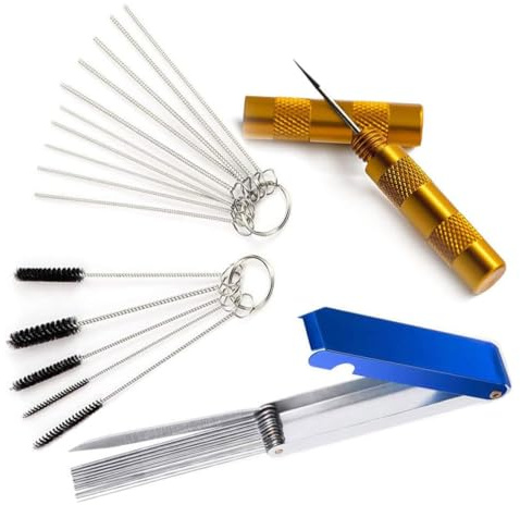 Kit Nettoyage Carburateur, Outils de Nettoyage de Brosse pour Carburateur, 13 Fils 10 Aiguilles 5 Brosses 1 Outil de Prélèvement, Adapté aux Voitures Moto Tondeuse Quads Soudeuses