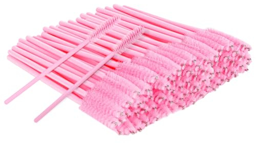 BUTBU Desechables Cepillos de Pestañas, 100 PCS Cepillo Pestañas,Cepill-o Cejas, Extensiones Cepill-o para Máscaras, para Extracción Pestañ-as, Eliminación de Maquillaje, Nail Art, Painting, Rosa