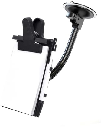 Soporte para bloc de notas con bolígrafo, cuello de cisne con ventosa, ideal para coche, cocina, oficina, hogar, portadocumentos, ancho 87 x alto 130 mm (lápices en diferentes colores)