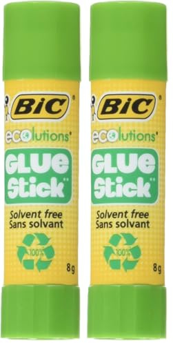 BIC ECOlutions Glue Stick Bâtons de Colle Blanche Ecoresponsable Sans Solvant - 8 g, Blister Format Spécial de 5 (Lot de 2)