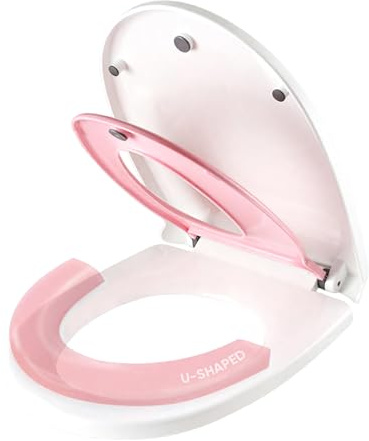 LORESJOY Abattant WC Forme U, Lunette de Toilette avec Siège Enfant | Abattant Toilette Familial, Lunette WC avec Fermeture en Douceur, Abattants en Polyéthylène pour Adultes et Enfants