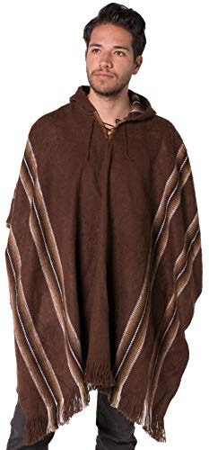 Gamboa Alpaca Poncho Hombre con Capucha Estilo Mexicano Lana Otoño Invierno