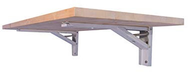 The Quick Bench folding wall mounted workbench with 20 x 48 collapsible butcher block solid wood top Clear UV Finish or Unfinished