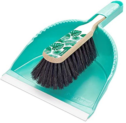 Peggy Perfect Kehrset Botanical Design Kehrgarnitur, Handfeger aus Holz + Kunststoffschaufel, 23 x 9 x 33 cm