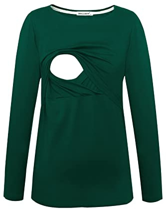 Smallshow Dam, amningströja, mammammammamode, mammaskjorta, graviditetskläder, amningstopp, långärmad tröja Deep Green XL