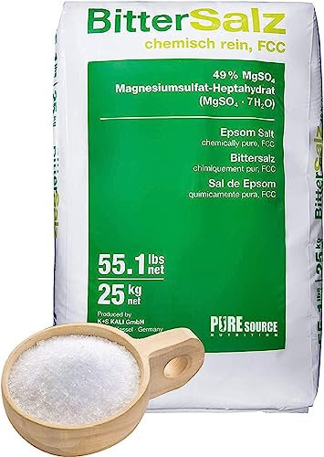 Pure Source Nutrition Epsom Salts (Magnesium Sulphate) Finest Organic Vegan FCC Food Grade | 25kg
