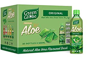 Green Globe Aloe Juice Drink - Original Aloe Vera for Hair & Skin, 500 ml (Pack of 20)