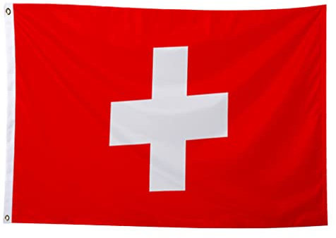 150X90cm Drapeau Suisse, Drapeau Suisse avec 2 œillets en Métal, Drapeau de la Suisse aux Couleurs Vives, Drapeau National Suisse Décoré Lors D''événements Sportifs, Fêtes, Défilés
