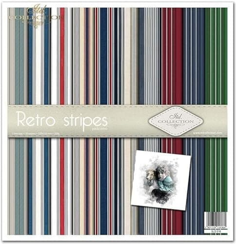 ITD Collection – Embalaje de scrapbooking de 12 x 12 pulgadas, papel de decoración, papel de cartón, 310 x 320 mm (Retro Stripes -SLS-016)