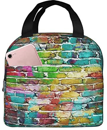 XVBCDFG Bolsa de almuerzo de ladrillo colorido Oficina al aire libre Papel de aluminio portátil Aislamiento grueso y bolsa Bento de mantenimiento fresco