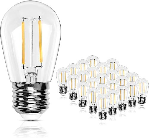 BRIMAX Lampadina LED E27 bianco caldo 2700K, plastica S14 2W 20W lampadine a incandescenza equivalenti, lampadine di ricambio per lampade da tavolo, lampade a sospensione, Confezione da 25