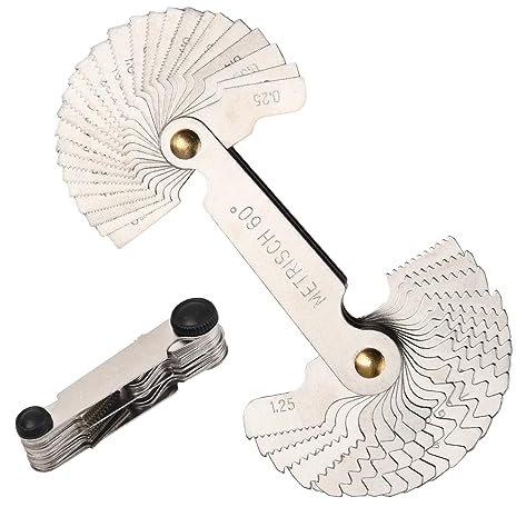52 Blätter Metrisch/Whitworth Edelstahl Gewindelehre 60/55 Grad Messwerkzeug Feingewinde Messwerkzeug Edelstahl-Schraubengewinde Pitch Gauge Gewinde-Plug Gage Gewindeschneidlehren-Werkzeug-Set