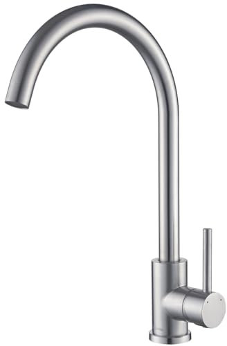 Kelleria Wasserhahn Küche, Küchenarmatur 360° Drehung Armatur Küche, Mischbatterie Küche Spültischarmatur aus SUS304 Edelstahl, Hochdruck mit Hoher Auslauf und Langlebige Keramikkartusche