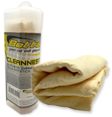 AUTOZOCO Gamuza en Piel Sintética PVA con Estuche, Paño de Limpieza y Secado Absorbente, 43x32 cm, No se Acartona, Amarilla