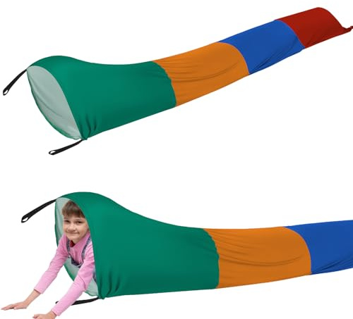 Shappy 12 ft Sensory Tunnel Crawl Resistance Tube for Calm Sensory Tent Compression Tube Play Tunnel Toys for Kids Birthday Gifts Outdoor Indoor Game(Orange, Green, Blue, Red)