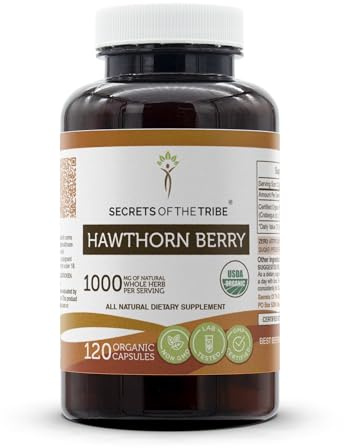 Secrets of the Tribe Hawthorn Berry USDA Organic Capsules | Certified Organic Vegetarian Capsules, Herbal Dietary Supplement | Crataegus spp. Dried Berry (120 Count)