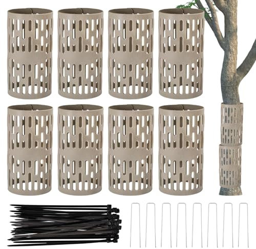MEYAGOT Protecteur De Tronc d'arbre,8 Pièces 34cm*20cm Protecteurs De Plantes Et De Troncs D'arbres,Protections De Tronc De Plantes,Protecteur du Tronc d'arbre en Plastique pour Semis,Arbres
