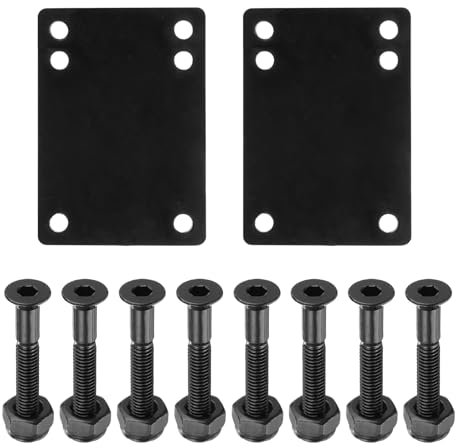 PATIKIL Skateboard Riser Pads Screws Set, 2 Pack 3mm Rubber Shock Rise Pad with 8pcs Mounting Screws Nuts Hardware Repair Kit for Cruiser, Black