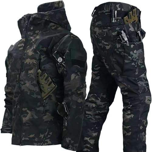 Gvqng Combinaison Tactique, Ensemble Veste Et Pantalon Tactiques pour Hommes, Ensembles De Combinaisons De Combat ImperméAbles De L'ArméE, VêTements De Camouflage Tactiques,02,XXL