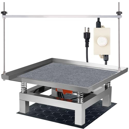 BIZOEPRO Concrete Vibration Table, 110V 120W, 19.7x19.7in 50x50cm Stainless Steel 77 lbs, with Detachable and Adjustable Bracket, Speed Controller, Vibrating Test Bench, Remove Air Bubbles Level Tool