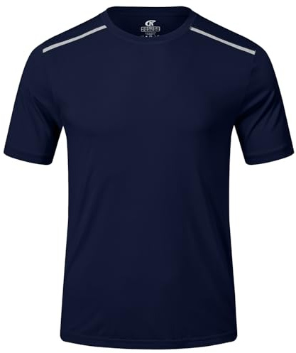 Huayuzh Mens Swimming T Shirt UPF 50+ Rash Guards Watersport Quick Dry Short Sleeve Surfing Running Sports Rash Vest Top Navy Blue XXXL