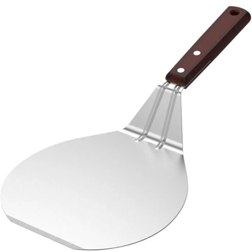 QTANZIQI Paleta para Pizza Pala para Pizza Cáscara de Pizza Antiadherente de Metal con Mango de Madera Bandeja de Transferencia elevadora de Pasteles para Hornear Pan de Pizza casero Cáscara de Pizza