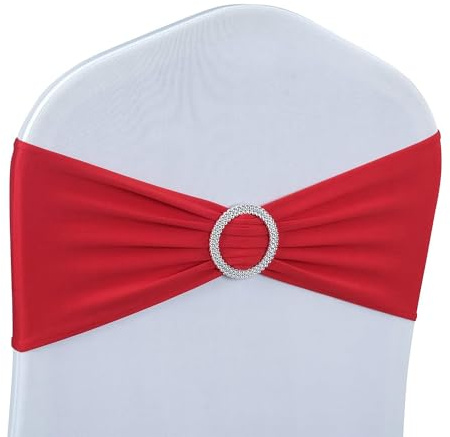 Fajas elásticas universales de elastano para sillas, 100 unidades, con lazos y hebillas deslizantes, para bodas, fiestas, banquetes, decoración de sillas, suministros para eventos