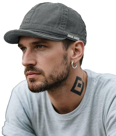 Clakllie Short Brim Baseball Cap Flat Brim Basecap med kort skärm bomull Cappy sköldpadda caps Casual Outdoor Sport Cap, CDGE-DY06-N-grå, one size