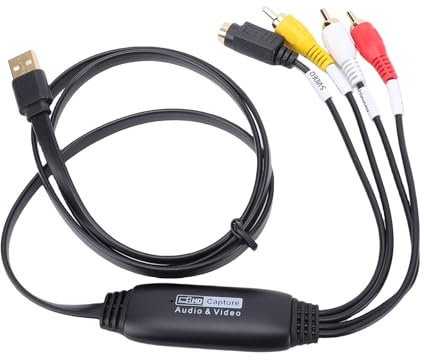 Bewinner VHS Till Digital Converter USB 2.0 Video Capture Card, 720P H.264 Analog AV Till USB Adapter med Stereoljud, Konvertera VHS-band, VCR, DVD, Videokamera Digital