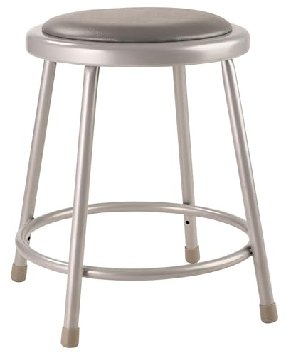 National Public Seating 6418 Steel Stool with 18 Vinyl Upholstered Seat, Grey