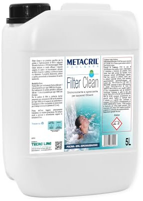 Metacril Filter Clean, Disincrostante e Sgrassante per Filtri di Piscina e Idromassaggio di Tutte le Marche e Dimensioni - 5 LT