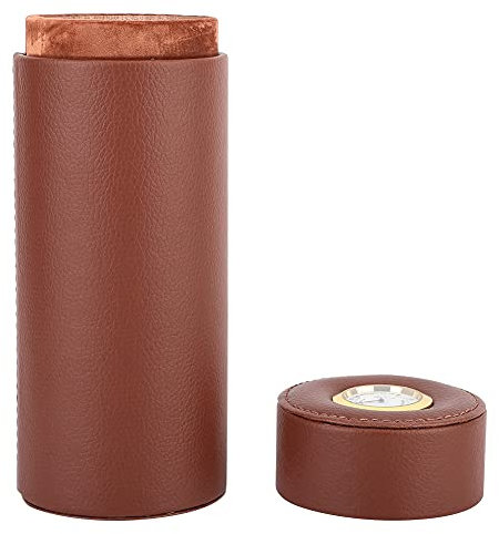 Vaso Portasigari Portatile Humidor Legno di Cedro Sigaro Humidor Pelle Sintetica Scatola di Sigari con Igrometro, Humidor, Siphon per Viaggi, Affari - per Amanti di Sigaro(Brown)