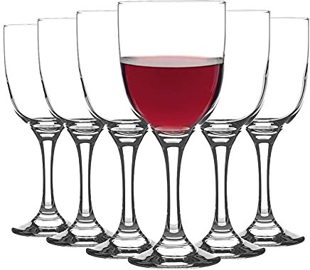 Argon Tableware Red Wine Glasses Set of 6-290ml - Campana Collection - Medium Dishwasher Safe White Wine Glasses Set for Restaurant, Hen Party, Celebrations
